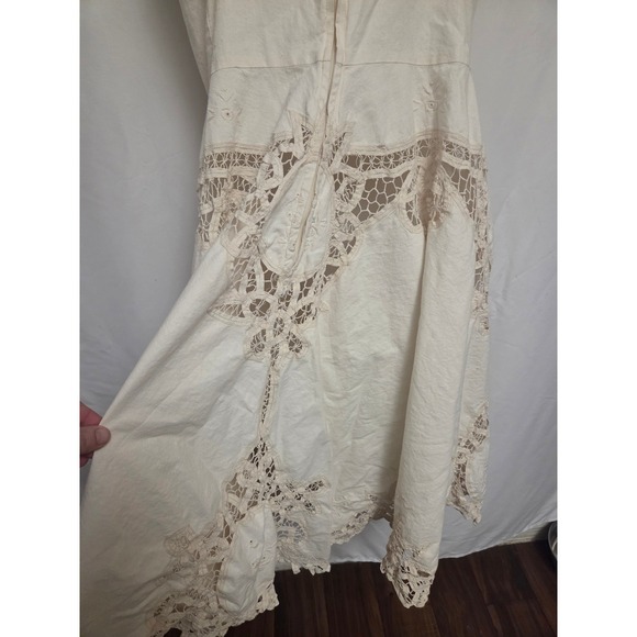 Vintage  70s White Cotton Lace Prairie Dress Cottagecore Boho Edwardian - Picture 4 of 6